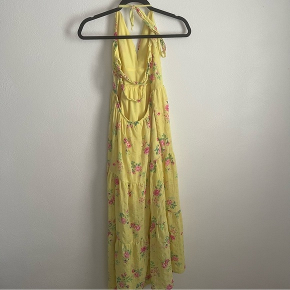 NWT yellow Floral Maxi Dress with Spaghetti Straps speechless size large tiered - Picture 4 of 11